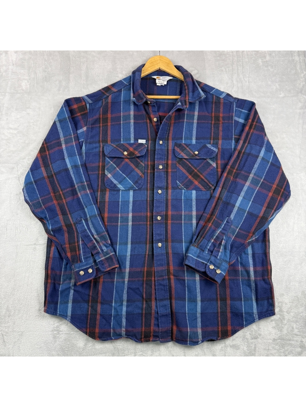 Vintage Carhartt XLT Plaid Flannel Shirt USA Union Made Overshirt Rugged Outdoor